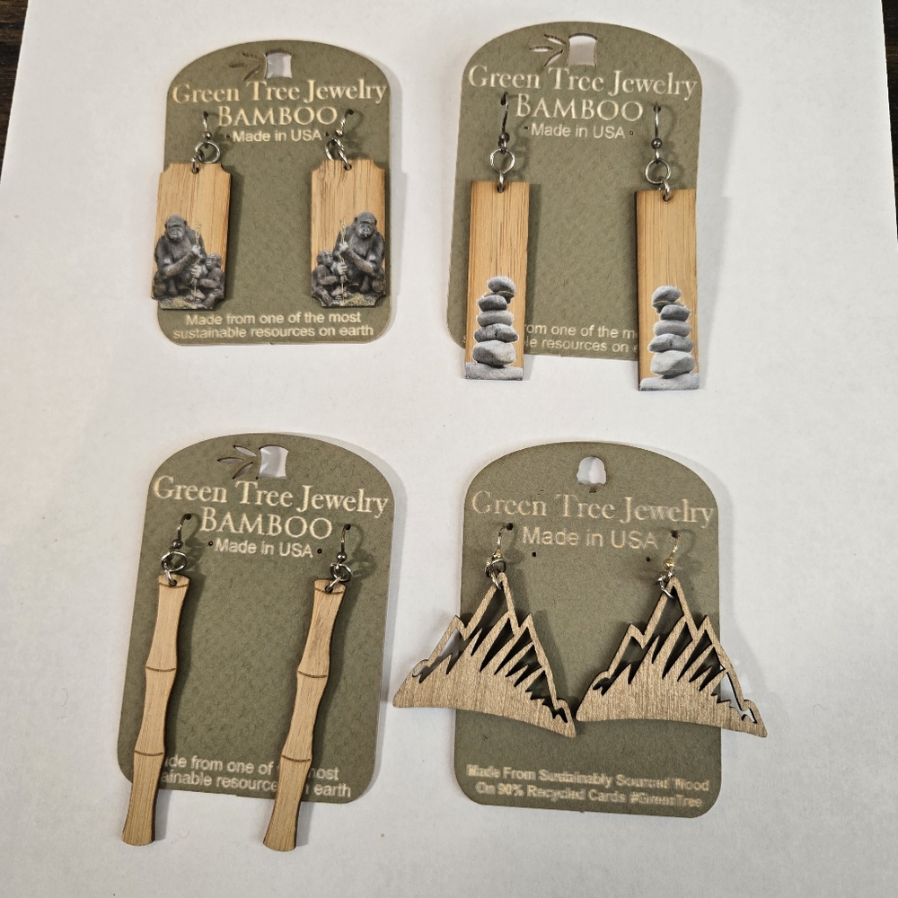 Wood Earrings Lot Sustainable Bamboo Fairy Grunge Gremlin Gorpcore 2
